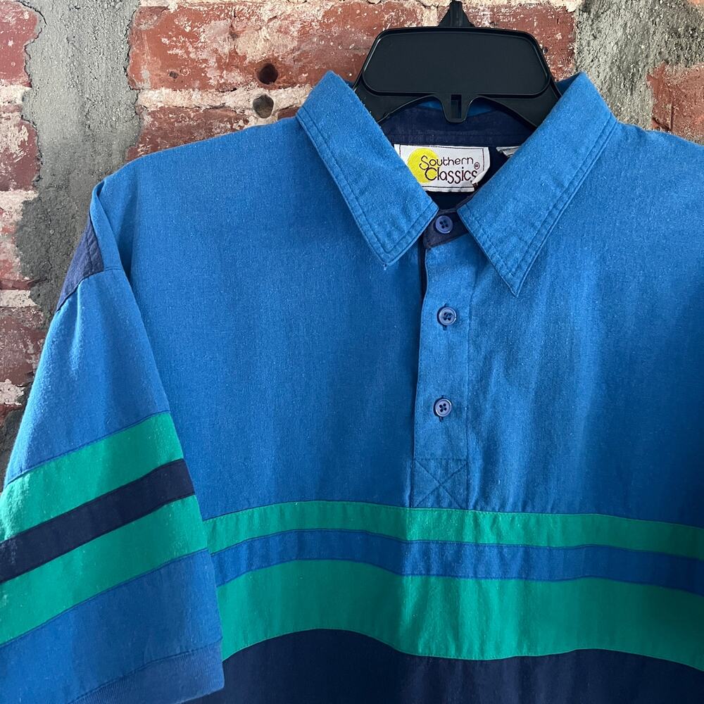 VTG Men's Southern Classics Leisurewear Blue Shirt  M 22.5x28